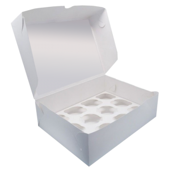 Короб для маффинов и капкейков белый Pasticciere на 12 штук, 330х250х100 (ОСТАТОК 43 ШТ)