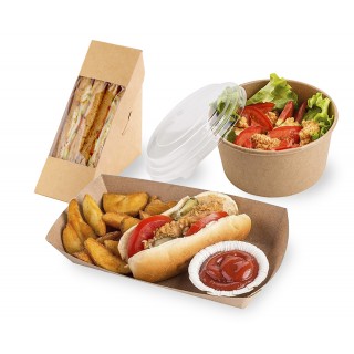 Предлагаем бумажную и картонную одноразовую упаковку для предприятий по доставке еды, для фастфуда, хорики, кулинарии, кейтеринга.