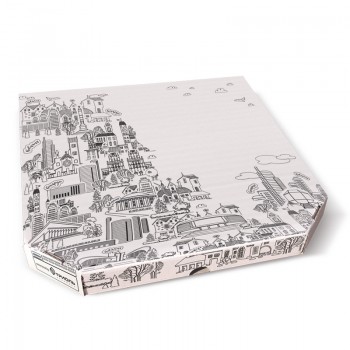 Упаковка для пиццы микрогофрокартон (моноблок)  "Город"